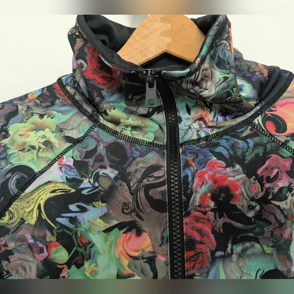 Cynthia Rowley Floral Black Activewear Full Zip Jacket Large - Picture 6 of 10